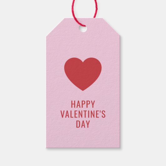 カスタムエレガントハッピーバレンタインデー赤いハート ギフトタグ (正面)
