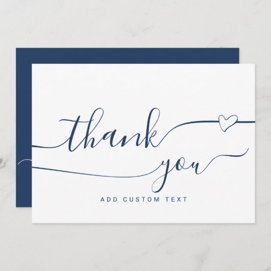 カスタムエレガントハート書道サンキューカード 招待状 (正面/裏面)