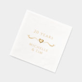 カスタムエレガントハート20結婚周年 箔ナプキン (左)