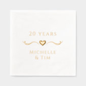 カスタムエレガントハート20結婚周年 箔ナプキン (正面)