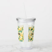 カスタムエレガントパーソナライズされたレモンと葉 アクリルタンブラー (左)