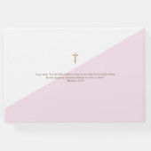 カスタムエレガントピンク金ゴールドクロスベビーバプテスマ ゲストブック (裏面)