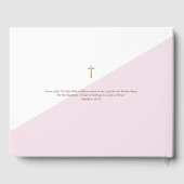 カスタムエレガントピンク金ゴールドクロスベビーバプテスマ ゲストブック (裏面)