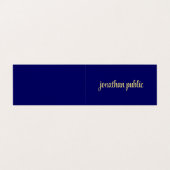 カスタムエレガントフェイク金ゴールドスクリプト文字ネイビーフォールド 名刺 (外部フラット)