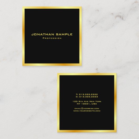 カスタムエレガントフェイク金ゴールドモダンテンプレートトレンディー スクエア名刺 (正面/裏面)