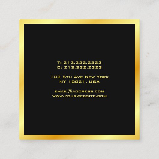 カスタムエレガントフェイク金ゴールドモダンテンプレートトレンディー スクエア名刺 (裏面)