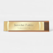 カスタムエレガントフェイク金ゴールドモダンテンプレート デスクネームプレート (正面)