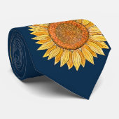 カスタムエレガントフラワーアートボホネイビーブルーサンフラワー ネクタイ (ロール)