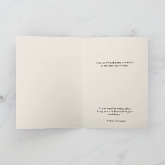 カスタムエレガントフローラ友情引用文誕生日 カード (内部)