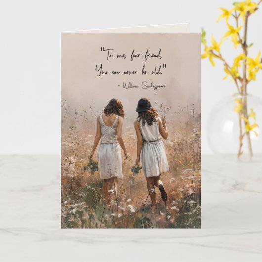 カスタムエレガントフローラ友情引用文誕生日 カード (黄色い花)