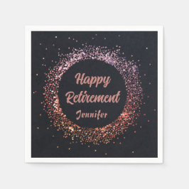 カスタムエレガントブラックバラ金ゴールドハッピーリタイア スタンダードカクテルナプキン