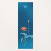 カスタムエレガントブルーロータスフラワーモノグラムヨガマット ヨガマット (正面)