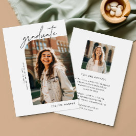 カスタムエレガントミニマル卒業式パーティー写真 招待状