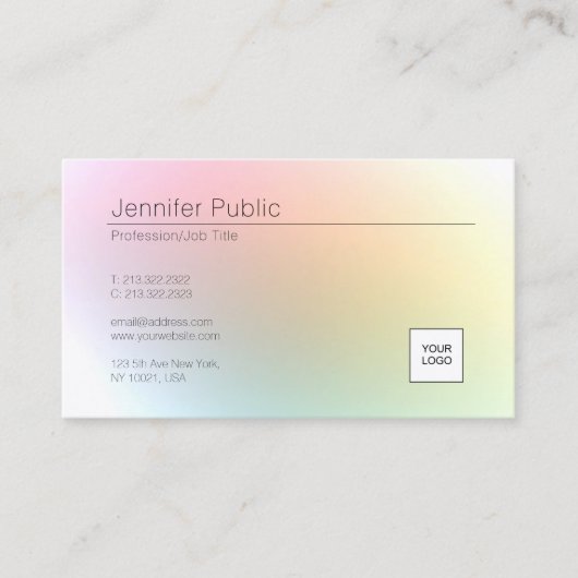 カスタムエレガントモダンカラフルテンプレート 名刺 (正面)