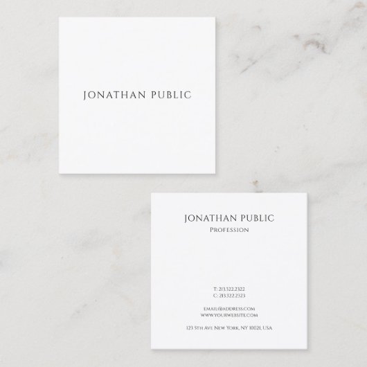 カスタムエレガントモダンシンプルテンプレート スクエア名刺 (正面/裏面)