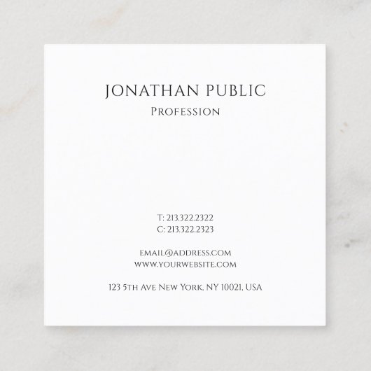 カスタムエレガントモダンシンプルテンプレート スクエア名刺 (裏面)