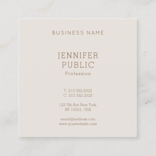 カスタムエレガントモダンシンプルデザインテンプレート スクエア名刺 (裏面)