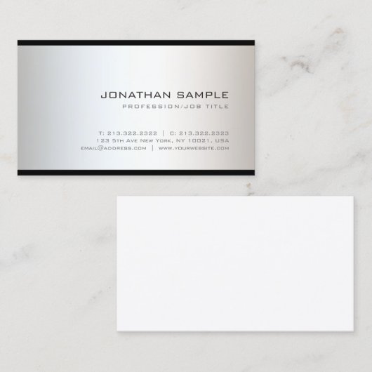 カスタムエレガントモダンシンプルプロフェッショナルテンプレート 名刺 (正面/裏面)
