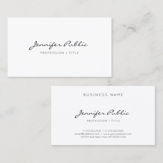 カスタムエレガントモダンタイポグラフィスクリプト 名刺 (正面/裏面)