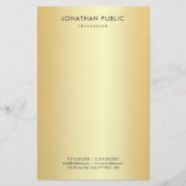 カスタムエレガントモダンテンプレートフェイクシンプル金ゴールド 便箋 (正面)