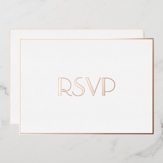 カスタムエレガントモダンパーティーRSVPホワイトローズ金ゴールド 箔招待状 (正面/裏面)