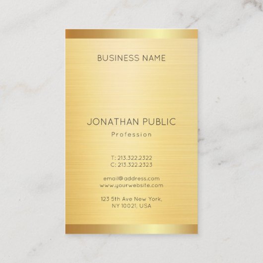 カスタムエレガントモダンフェイク金ゴールドプロフェッショナル 名刺 (裏面)