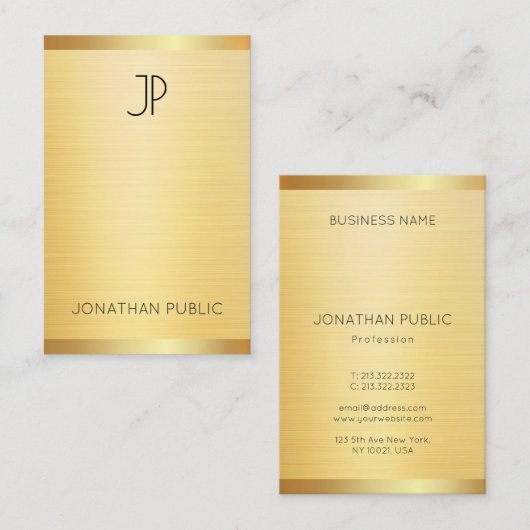 カスタムエレガントモダンフェイク金ゴールドプロフェッショナル 名刺 (正面/裏面)