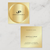 カスタムエレガントモダンフェイク金ゴールドモノグラムテンプレート スクエア名刺 (正面/裏面)