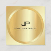 カスタムエレガントモダンフェイク金ゴールドモノグラムテンプレート スクエア名刺 (正面)