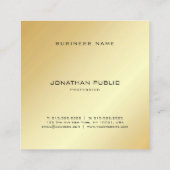 カスタムエレガントモダンフェイク金ゴールドモノグラムテンプレート スクエア名刺 (裏面)