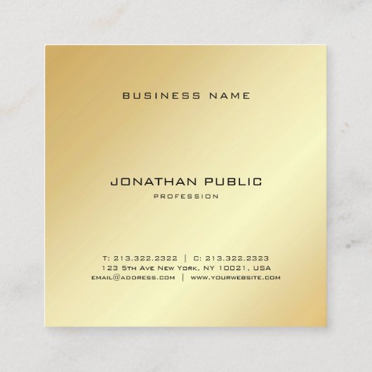 カスタムエレガントモダンフェイク金ゴールドモノグラムテンプレート スクエア名刺 (裏面)