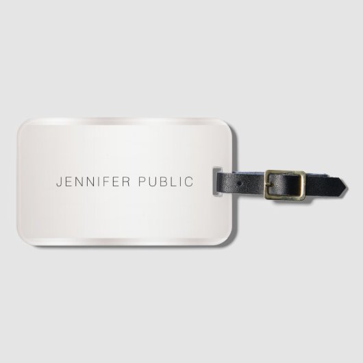 カスタムエレガントモダンフェイク銀シンプルテンプレート ラゲッジタグ (正面横)