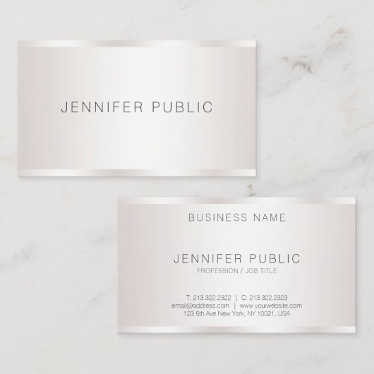 カスタムエレガントモダンフェイク銀プロフェッショナル 名刺 (正面/裏面)