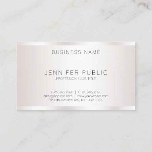 カスタムエレガントモダンフェイク銀プロフェッショナル 名刺 (裏面)