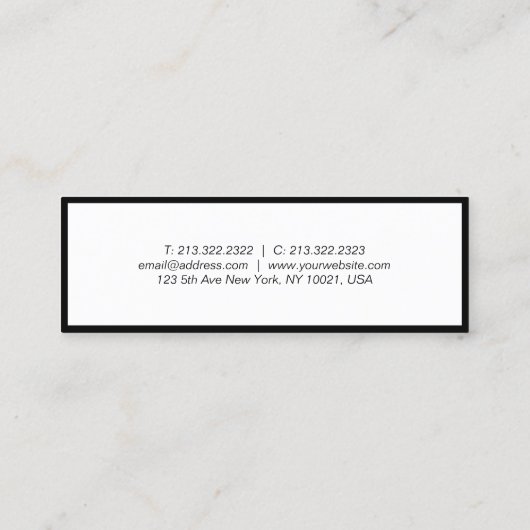 カスタムエレガントモダンプロフェッショナルシンプルテンプレート スキニー名刺 (裏面)