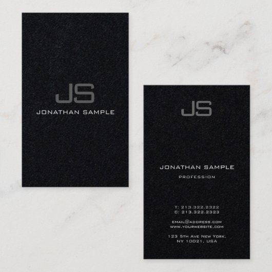 カスタムエレガントモダンモノグラムのテンプレート 名刺 (正面/裏面)