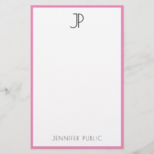 カスタムエレガントモダンモノグラムシンプルテンプレート 便箋 (正面)