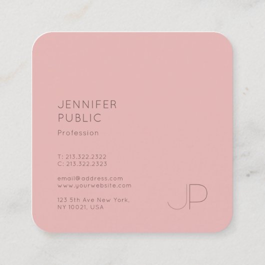 カスタムエレガントモダンモノグラムテンプレート スクエア名刺 (裏面)