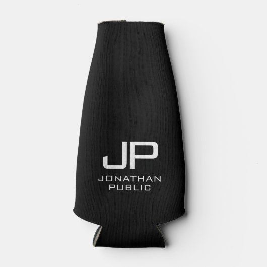 カスタムエレガントモダンモノグラム白黒 ボトルクーラー (正面)