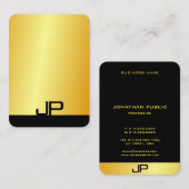 カスタムエレガントモダンモノグラム金ゴールドルックテンプレート 名刺 (正面/裏面)