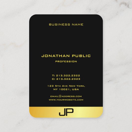 カスタムエレガントモダンモノグラム金ゴールドルックテンプレート 名刺 (裏面)