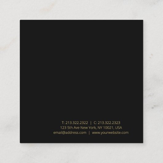 カスタムエレガントモダンラグジュアリーテンプレート スクエア名刺 (裏面)