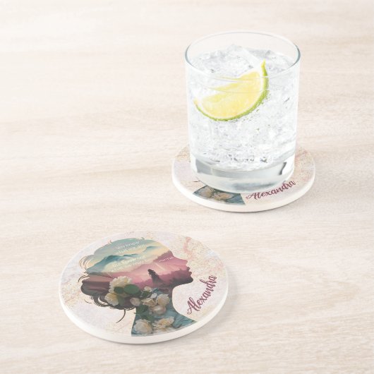 カスタムエレガントモダン感動的引用文 コースター (側面)