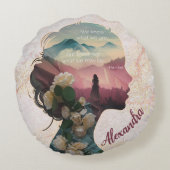 カスタムエレガントモダン感動的引用文 ラウンドクッション (裏面)