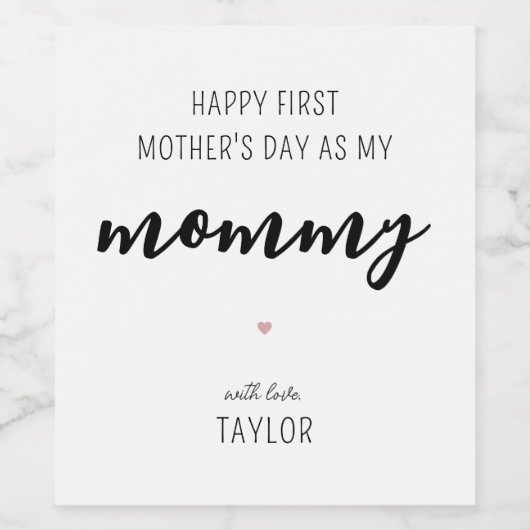 カスタムエレガントモダン母の日 ワインラベル (シングルラベル)