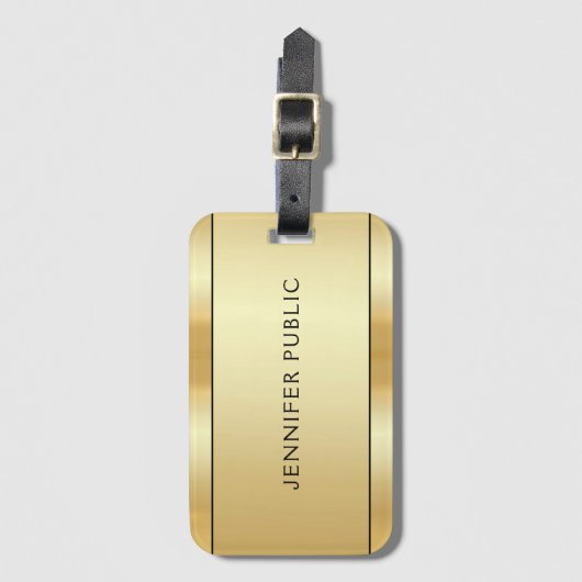 カスタムエレガントモダン金ゴールドルックトレンディーテンプレート ラゲッジタグ (正面縦)