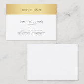 カスタムエレガントモダン金ゴールド白シンプルテンプレート 名刺 (正面/裏面)