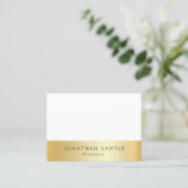 カスタムエレガントモダン金ゴールド白シンプルテンプレート 名刺 (スタンド正面)