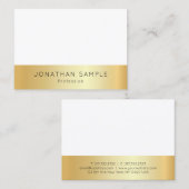 カスタムエレガントモダン金ゴールド白シンプルテンプレート 名刺 (正面/裏面)