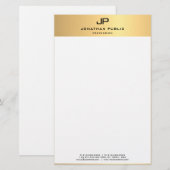 カスタムエレガントモダン金ゴールド白テンプレートトレンディー 便箋 (正面/裏面)